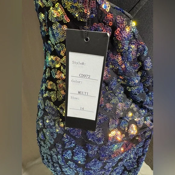 Elegant Black and Gold Evening Gown by CINDERELLA DIVINE CD972 - Picture 7 of 7